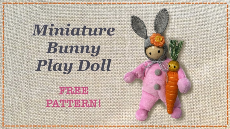 DIY miniature doll Bunny, , Peg Doll, , FREE PATTERN, , Full Step by Step