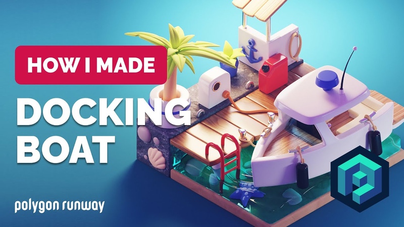 Docking Boat in Blender 3 D Modeling Process, Polygon