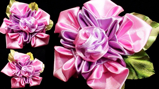 Цветы из лент, How to make beautiful flower with ribbon, Ribbon Flower Kanzashi Tatiana