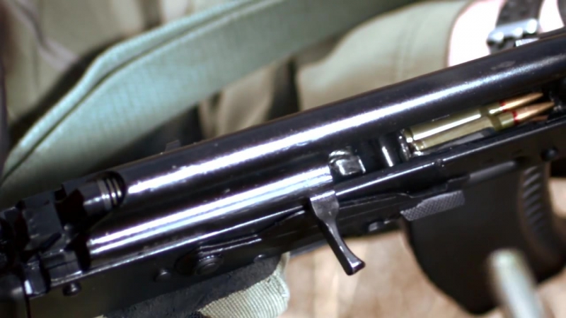 Стрельба из АК 74 вид изнутри, замедленная съемка, AK 74 Inside slow