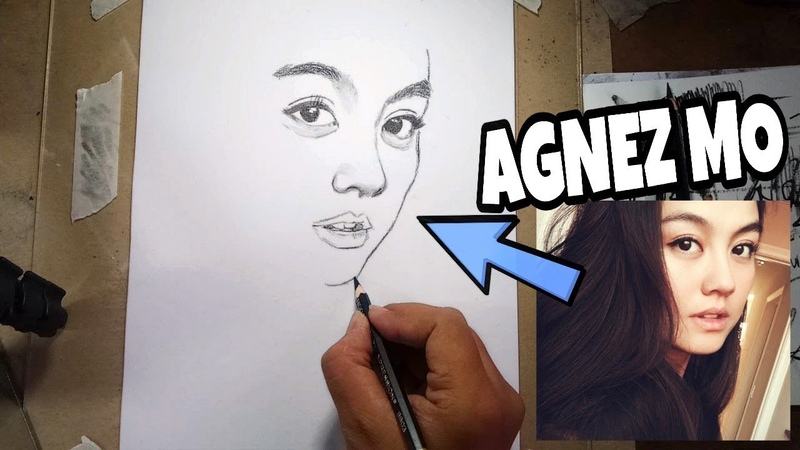 Menggambar wajah AGNEZ MO tanpa