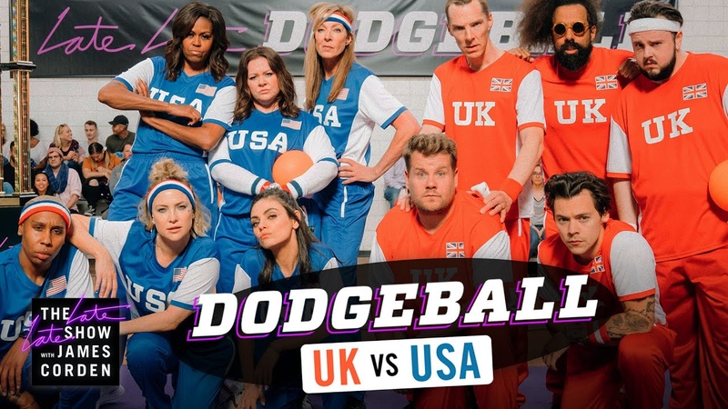 Team USA v. Team UK Dodgeball w, Michelle Obama, Harry Styles More , Late Late