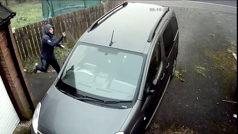 CCTV, DURHAM, UK Guy Throws Brick At My Car Brick bounces back and hits him in face Instant