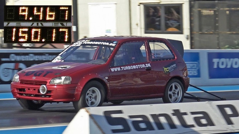 700 HP+ 4 AGE Toyota Starlet EP91 at Santa Pod