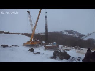 Мост в Самарской обл..Скважина 1-й опоры моста,установка каркаса.Bridge Togliatti-Klimovka.
