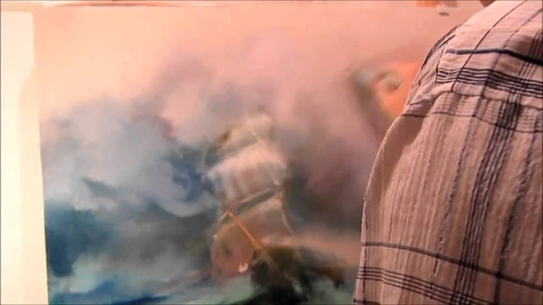 Oil painting Seascape with sailboat Part