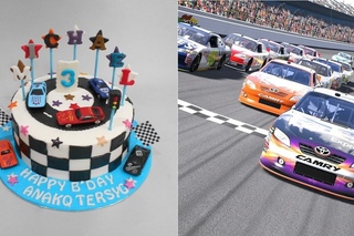 Nascar Birthday Cake Decoration - Blue Floor